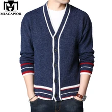 MIACAWOR, брендовый свитер, теплая хлопковая шерсть, мужской кардиган, Осень-зима, Повседневный свитер, пальто, уличная одежда, вязаный мужской свитер, Y207