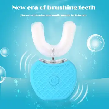 

360 Degree Silicone Electric Toothbrush Lazy Automatic Sonic Teeth Whitening Cleaning Tooth Brush Blue Light USB Charging
