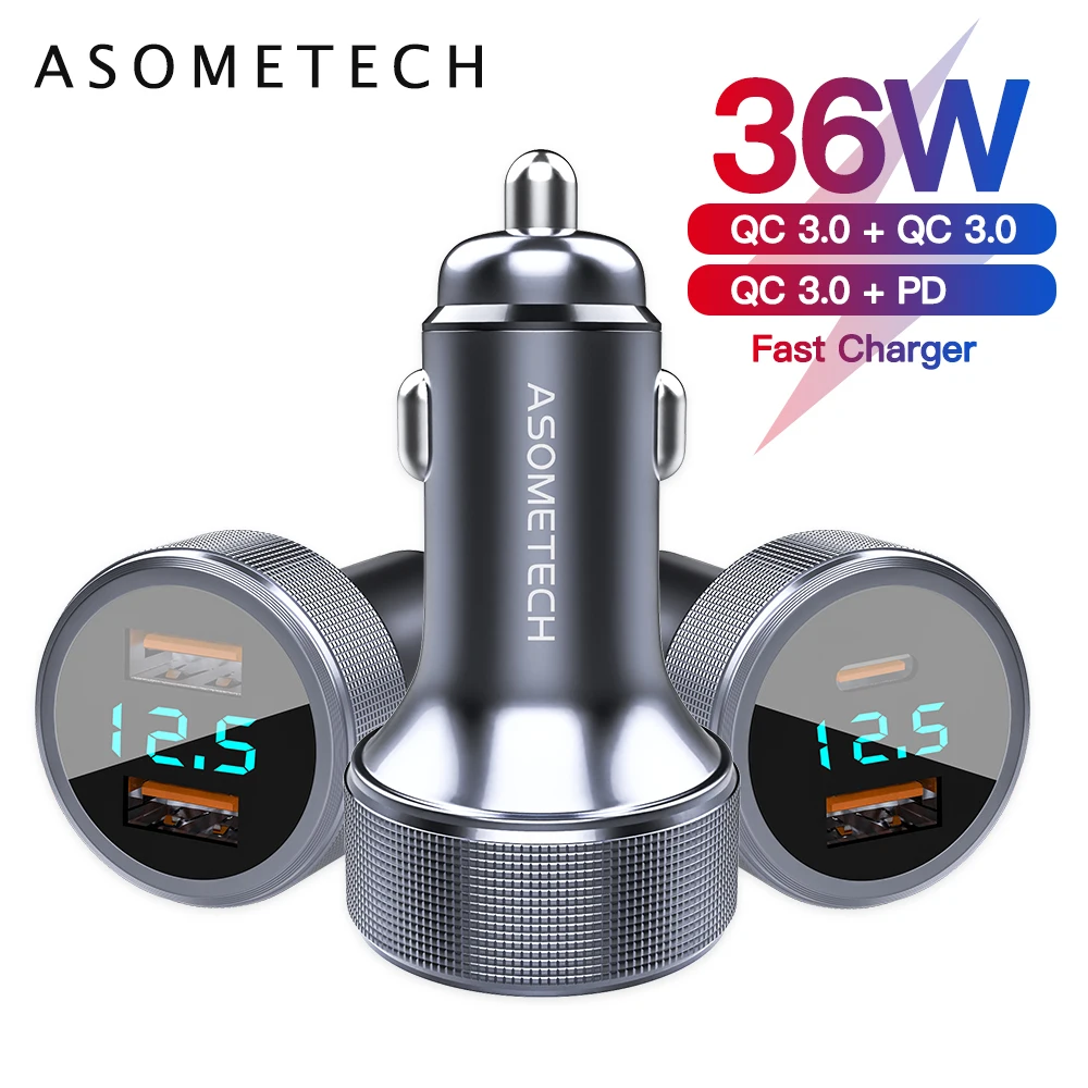 36 Вт USB Автомобильное зарядное устройство Quick Charge 3 0 Type C PD быстрое для Мобильный