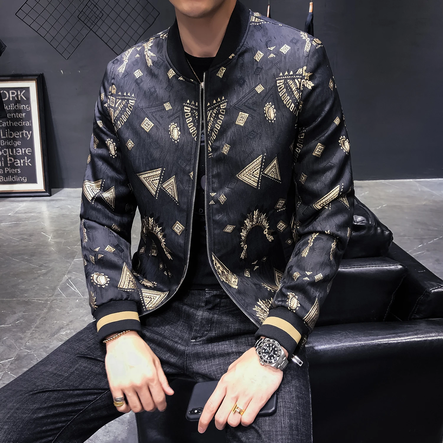 Men Bomber Zipper Jacket Casual Streetwear Hip Hop Slim Fit Pilot Coat Men Clothing Jacket Men Wear Jacquard Weave Loose Coat Men Bomber Zipper Jacket Casual Streetwear Hip Hop Slim Fit Pilot Coat Men Clothing Jacket Men Wear Jacquard Weave Loose Coat