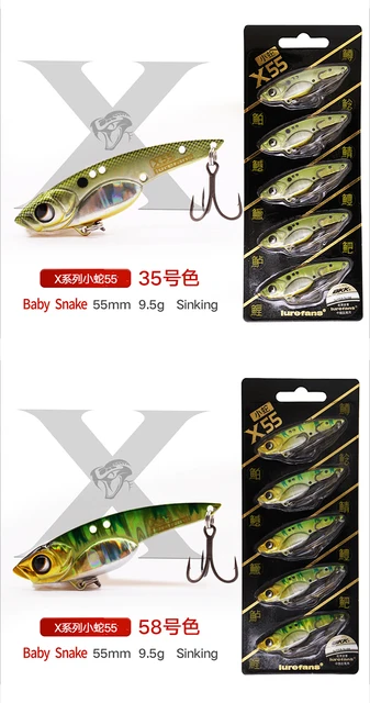 Lurefans 5pcs Baby Snake X50/X55/X60 Sinking VIB Fishing Lure7.5/9.5/13.5g  Isca Artificial Wobbler For Bass Pike Perch Fake Bait