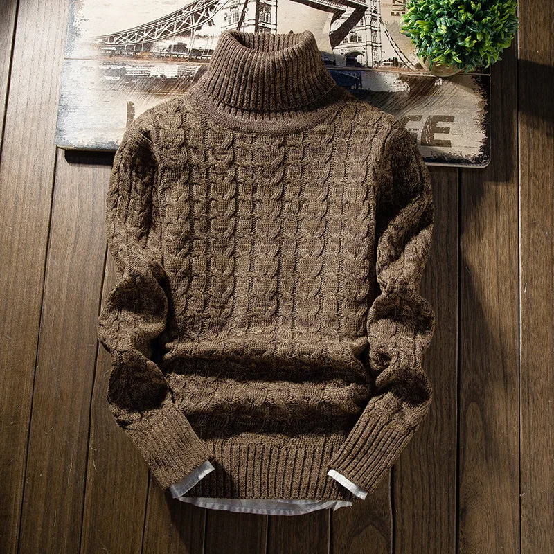 

Mens Turtleneck Sweater Loose Long Sleeve Pullovers Knitted Warm Winter Pullover Fashion Retro Male Tops