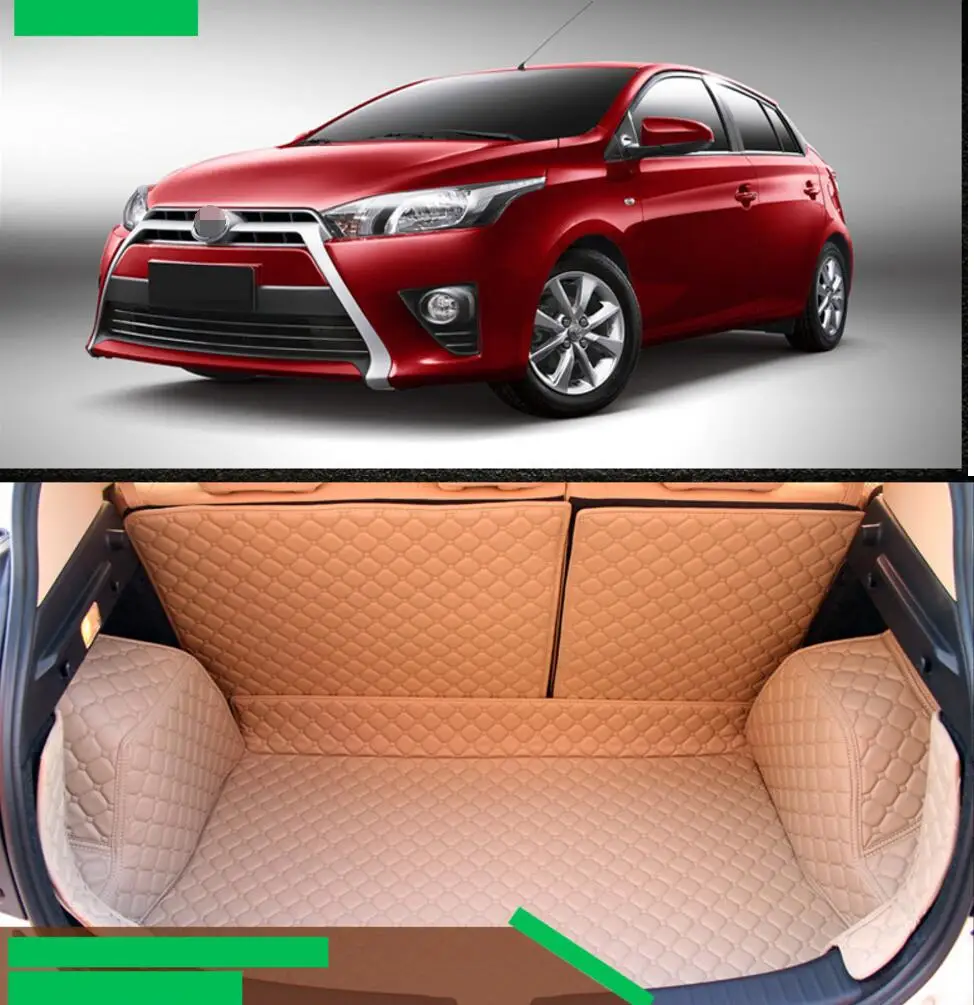 Волокна кожи багажник автомобиля коврик для toyota yaris 2013 3rd поколения спортивный автомобиль аксессуары