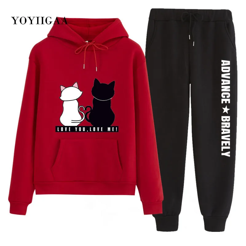 Casual 2 Piece Set Tracksuit Women Hoodies 2020 Autumn Winter Printed Tracksuits Women's Pullover Tops Thicken Warm Sport Suit8978 (7)