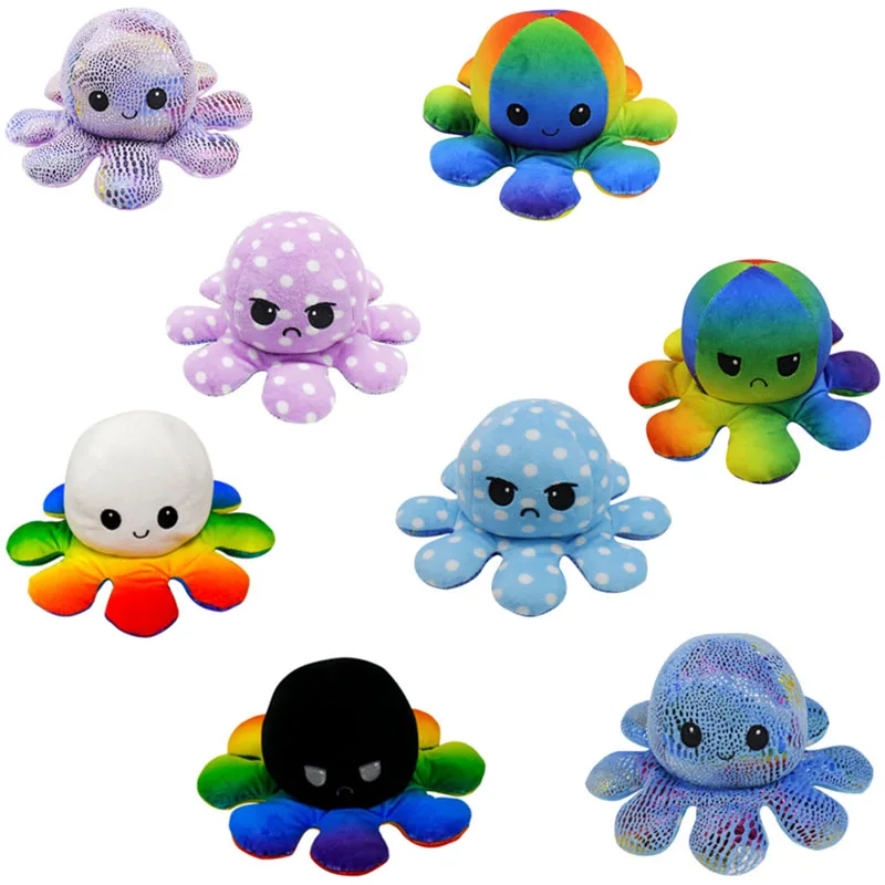 

20cm Reversible Flip Octopus Stuffed Plush Doll Soft Simulation Reversible Plush Toy Color Chapter Plush Doll Filled Plush toys