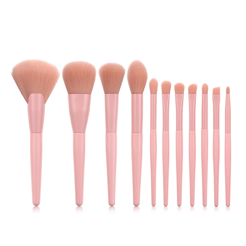 11pcs pink Новое поступление, 11 шт., набор профессиональных кистей для макияжа, косметическая пудра, Тональная основа, тени для век, подводка для глаз, наборы кистей для макияжа, инструмент - Handle Color: 11pcs pink