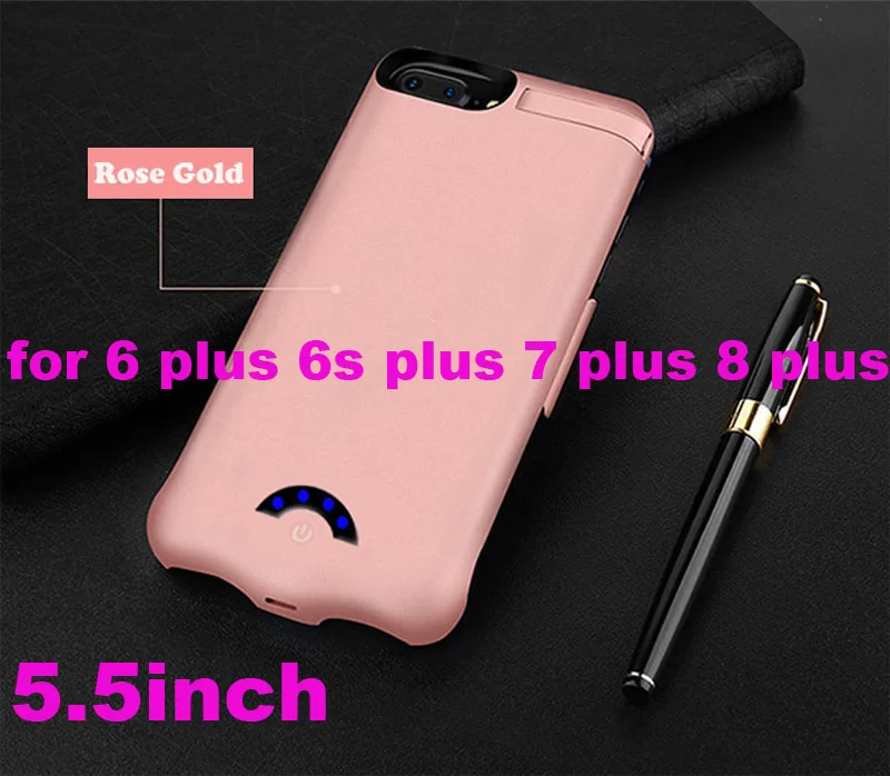 6P 6SP 7P 8P Rosy 10000 мАч чехол для зарядного устройства для iPhone 6 6s 7 8 X Зарядное устройство для телефона чехол для зарядки для iPhone 6 6s 7 8 Plus чехол для аккумулятора - Цвет: 6P 6SP 7P 8P Rosy