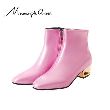 

shoes woman Autumn and winter fashion black pink blue women boots sexy Zipper punk shoes high heel women ankle boots 2019