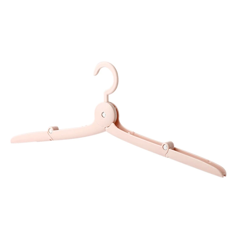 Portable Travel Foldable Plastic Clothes Holder Racks Folding Clothes Hanger Pink