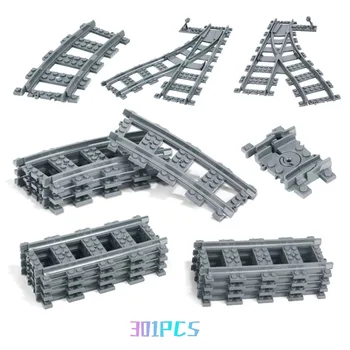 

301Pcs 352Pcs 386Pcs City Train Tracks DIY Rail Tracks Set Building Bricks Parts For Mainstream Brand Building Blocks For Child