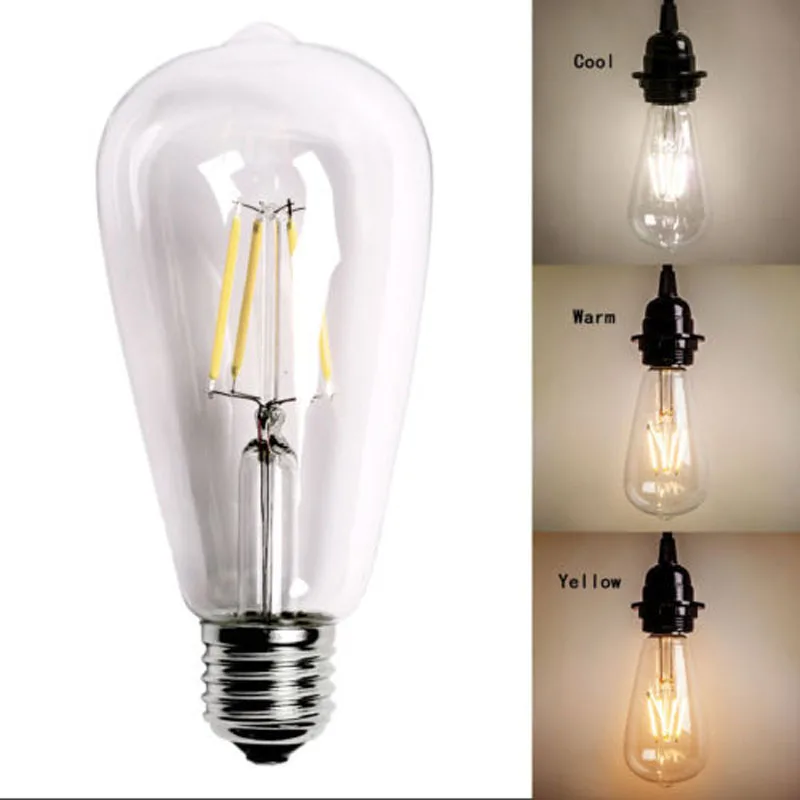 Домашняя спальня использование 2 Вт-8 Вт Edison ST64 E27 винтажный Ретро винтовой Светодиодный светильник накаливания энергосберегающая лампа