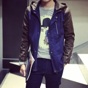 Осенняя одежда стиль Slim Fit замша Мужская куртка тренд Молодежная вышивка стоячий воротник куртка пальто Мужская