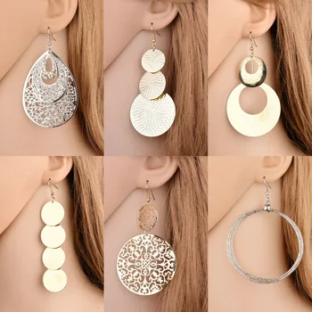 

Terreau Kathy 2019 Fashion New Exaggerated Metal Big Circle Atmospheric Disc Multilevel Retro Round Boho Hollow Ladies Earrings