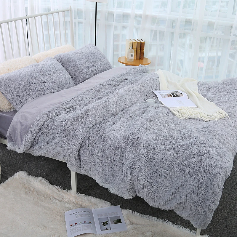 XC USHIO размера плюс длинное мохнатое меховое искусственное Коралловое одеяло теплое уютное пушистое покрывало для дивана s покрывало плюшевое покрывало 200x230 см - Цвет: Light Grey