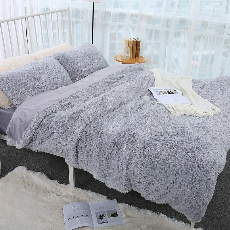 Light Grey XC USHIO размера плюс длинное мохнатое меховое искусственное Коралловое одеяло теплое уютное пушистое покрывало для дивана s покрывало плюшевое покрывало 200x230 см - Цвет: Light Grey