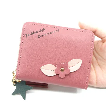 

New fashion ladies short zipper wallet clutch purse coin purse hidden card slot card holder flower wallet card holder women