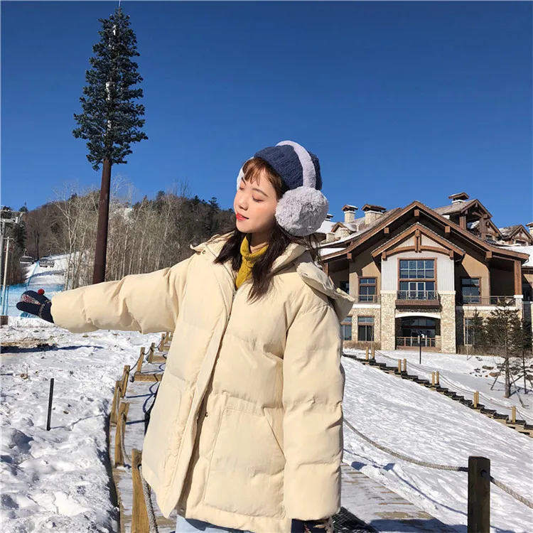 6133# Новое Стильное плотное зимнее пальто для фотосессии, однотонное теплое короткое пальто с капюшоном для студентов, шикарное хлопковое пальто для женщин