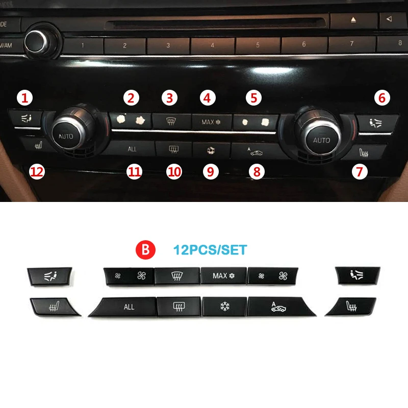 Armaturenbrett Klimaanlage Ac Tasten Audio Control Auto Knob Schalter Kappen Für B MW 5 6 7 Serie F10 F06 F12 F01 F02 520 530 – Detail 11