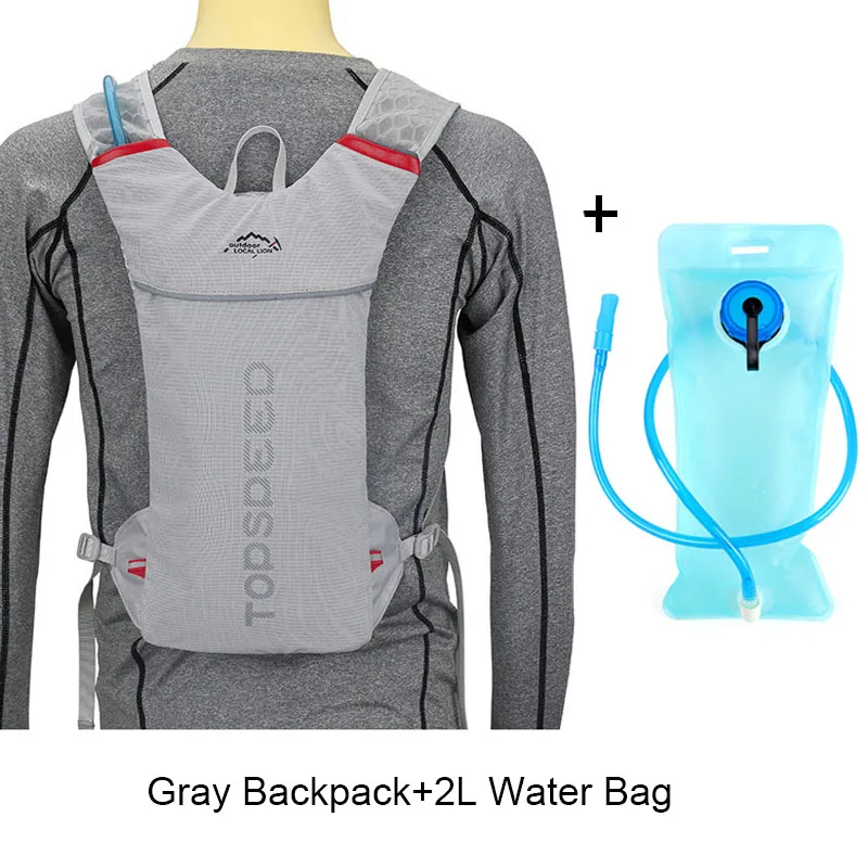 gray with water bag 5л Походное питье рюкзак, походный водный эластичный рюкзак для мужчин и женщин, спортивный рюкзак для бега, не включает 2л мешок для воды - Цвет: gray with water bag