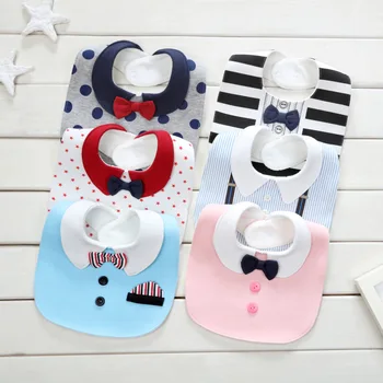 

2020 New Baby Bibs Children's Bib Cotton Waterproof Style Gentleman Bow Tie Baby Bib Waterproof Cotton Stripe Infant Cloths Bibs