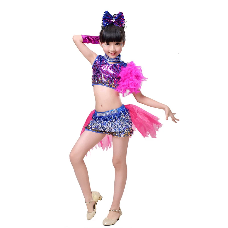 Songyuexia/Современная латинская Детская Одежда для танцев, сценический танцевальный костюм с цветком, хвостатый костюм, топ и штаны, 110-150 см
