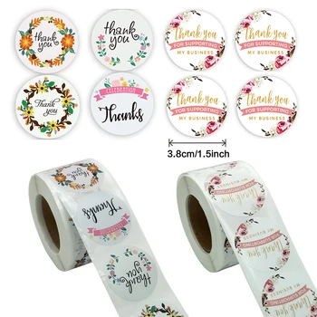 

500pcs Creative 3.8cm/1.5inch Flower Thank You Round Sticker Gift Packaging DIY Decoration Stickers Label