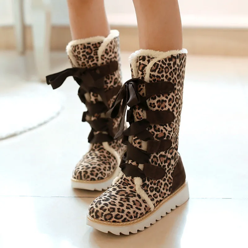 

2018 Winter Warm New Style Snow Boots Boots Lace-up Middle Boots Large Size Warm Boots Cotton Boots