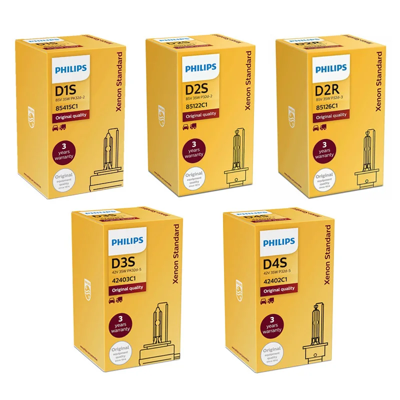 

1X Philips HID D1S D2S D2R D3S D4S D5S 35W Xenon Standard 4200K Auto Original Headlight Car Genuine Bulb OEM Replacement Upgrade