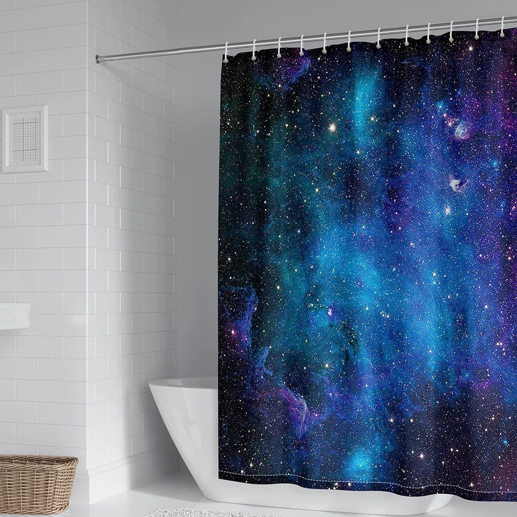 Galaxy Star Pattern Printing Shower Curtain Waterproof Fabric Washable Bedroom with Hook Accessories | Дом и сад