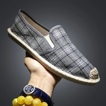 

Summer Breathable Men's Canvas Shoes Hemp Canvas Man Casual Shoes Flats Lightweight Fisherman TO&MS Cloth Shoes Male Sneakers