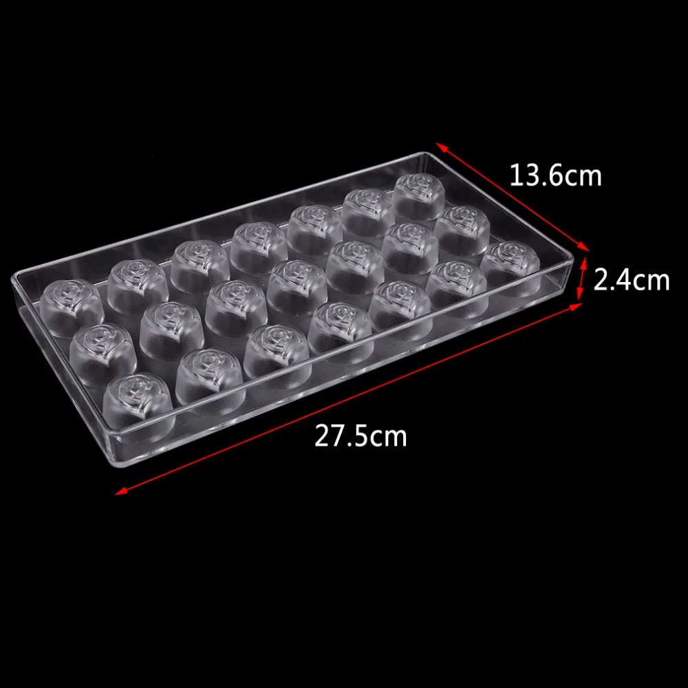 2 Types Plastic Rose Flower Shape Polycarbonate Chocolate Candy Mold, DIY Handmade Chocolate Mould,Tray Pudding Mold