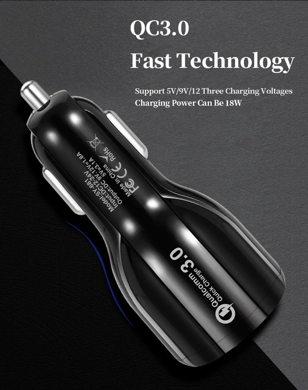 QC3.0 Быстрая зарядка автомобиля двойной USB интерфейс 5 в 3.1A зарядное устройство для iPhone samsung huawei мобильный телефон планшет gps автомобильное зарядное устройство адаптер
