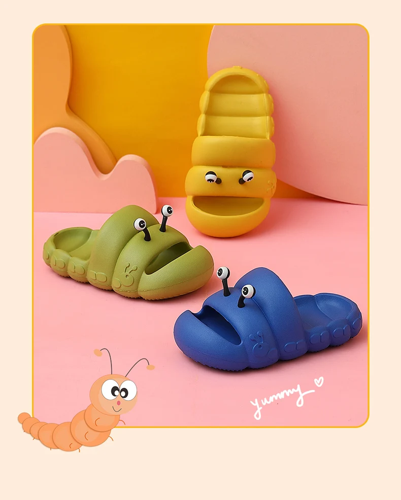 Toddler Baby Slippers Boys Girls Caterpillar Antikid Kids Shoes With Baotou Slides Summer Sandals Cute Cartoon Beach Flip Shoe girls leather shoes