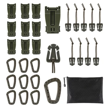 

30 pcs/Set Zipper bag tactical gear entrainment backpack webbing attachment D Ring Hook Set NEW