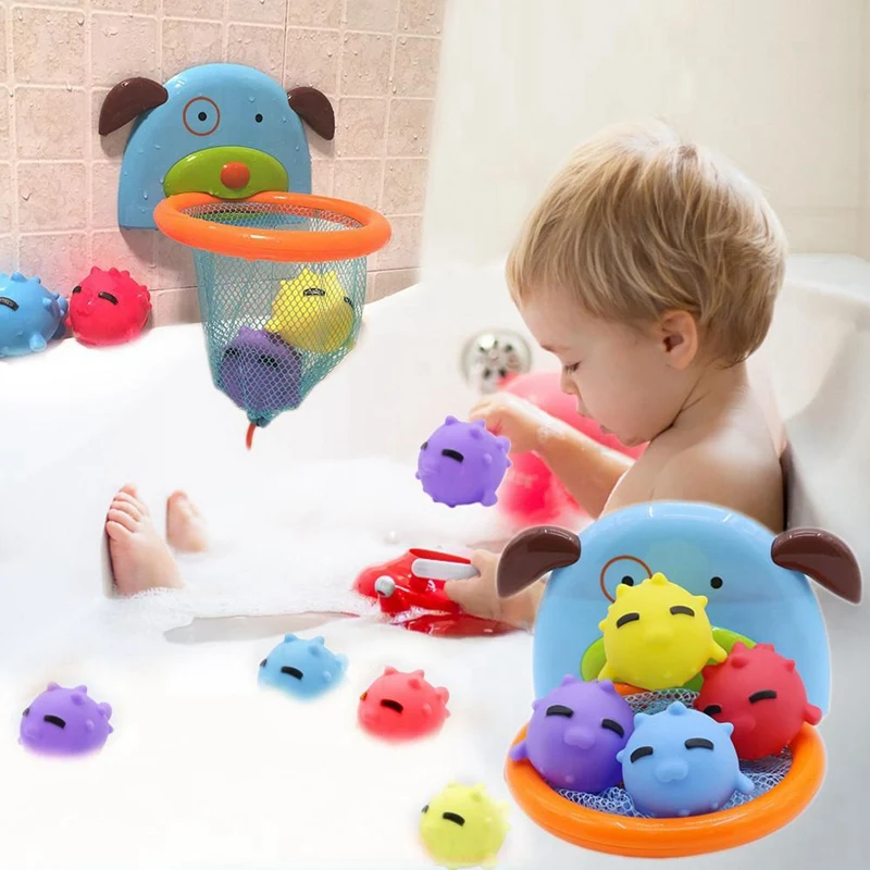 Children Bath Dabbling Toy Basketball Hoop Stand Sports Basketball For Baby Showering