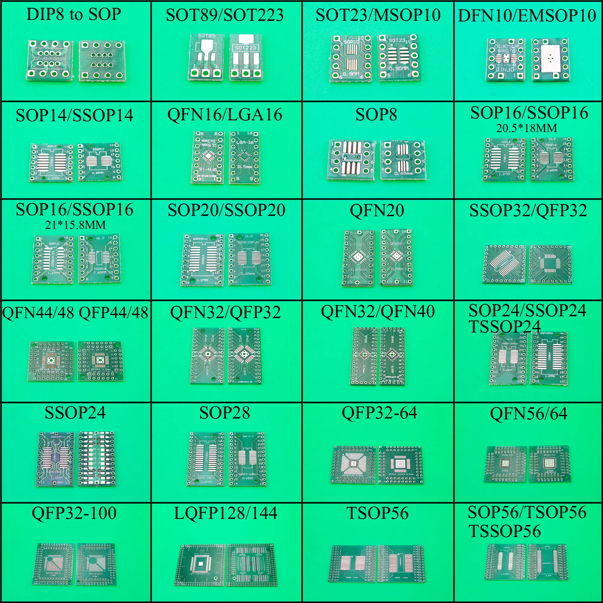 SOT89/SOT223 SOT23/MSOP10 DFN10 SOP14 /SSOP14 16 20 32 QFP32 QFN20 to DIP печатная плата Pin шаг адаптера клавишные