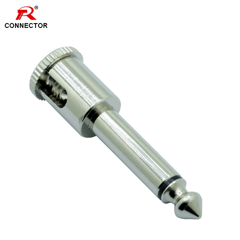 

1pc 6.35mm audio plug connector, Nail Shape, full nickel plating, Mono, 6.35mm jack, Free solder