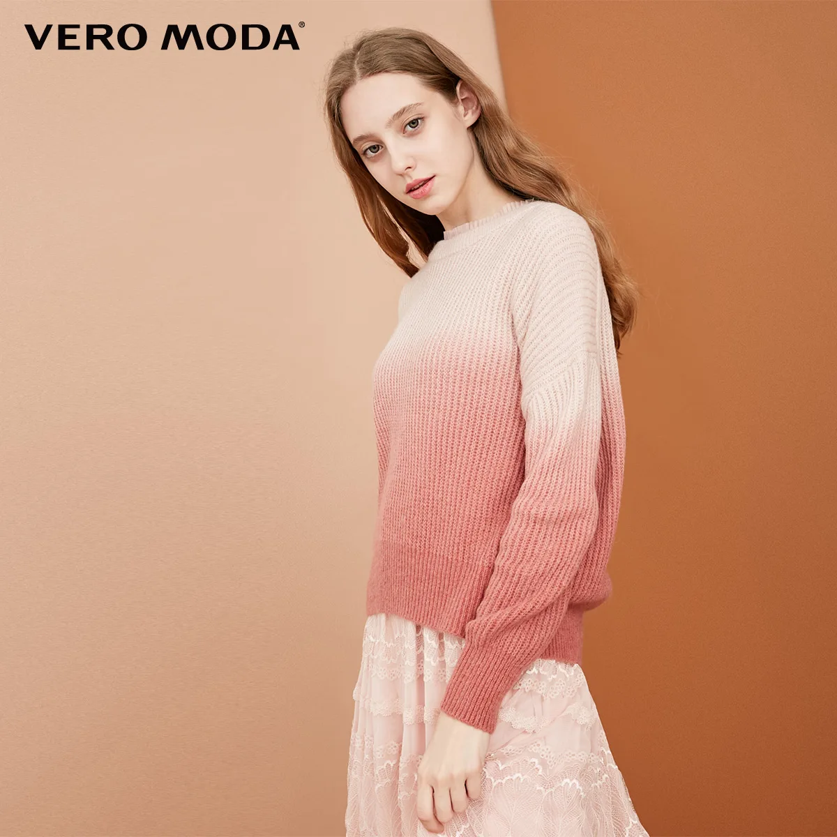 Vero Moda женский шерстяной мохер градиент цвета свитер вязаный Топ | 318313533