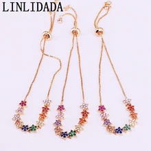 6 шт. красивый Многоцветный CZ цирконий Шарм длинный бар цветок соединитель браслеты для женщин ювелирные изделия