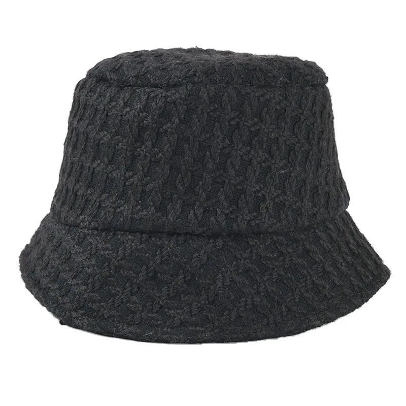 USPOP New Women bucket hats simple fashion white black hat female tweed bucket hat thick warm winter hats