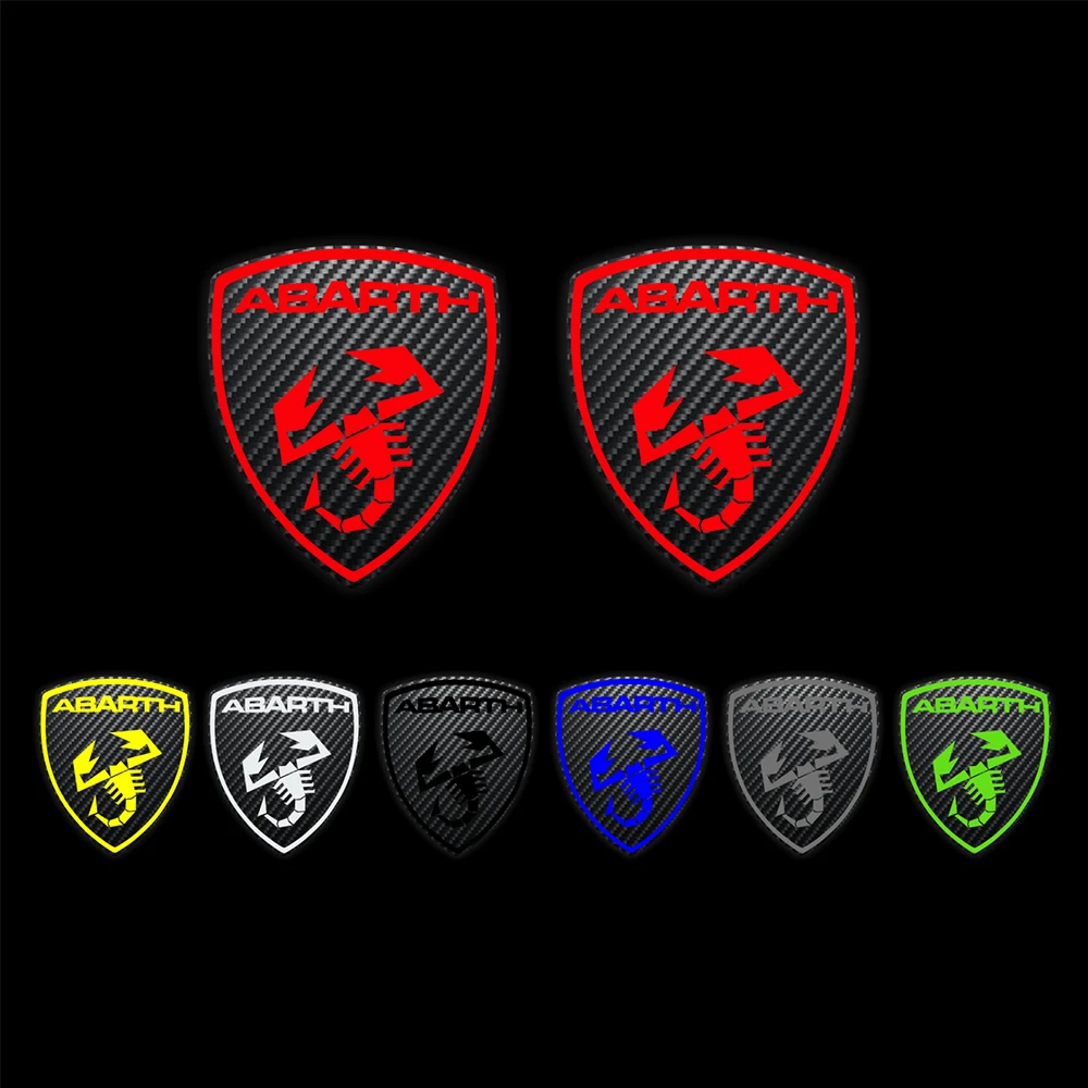 2x for ABARTH carbon fibre Badge Logo Body Window Car Wheel Stickers Crest Decal Fiat 500 | Автомобили и мотоциклы