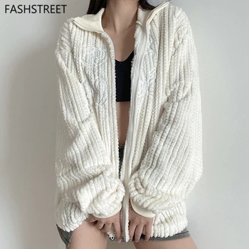 

FASHSTREET Turtleneck Solid Color Zipper Cardigan Sweaters For Women Fashion Knited Long Sleeve Top Embroidery Simple Streetwear