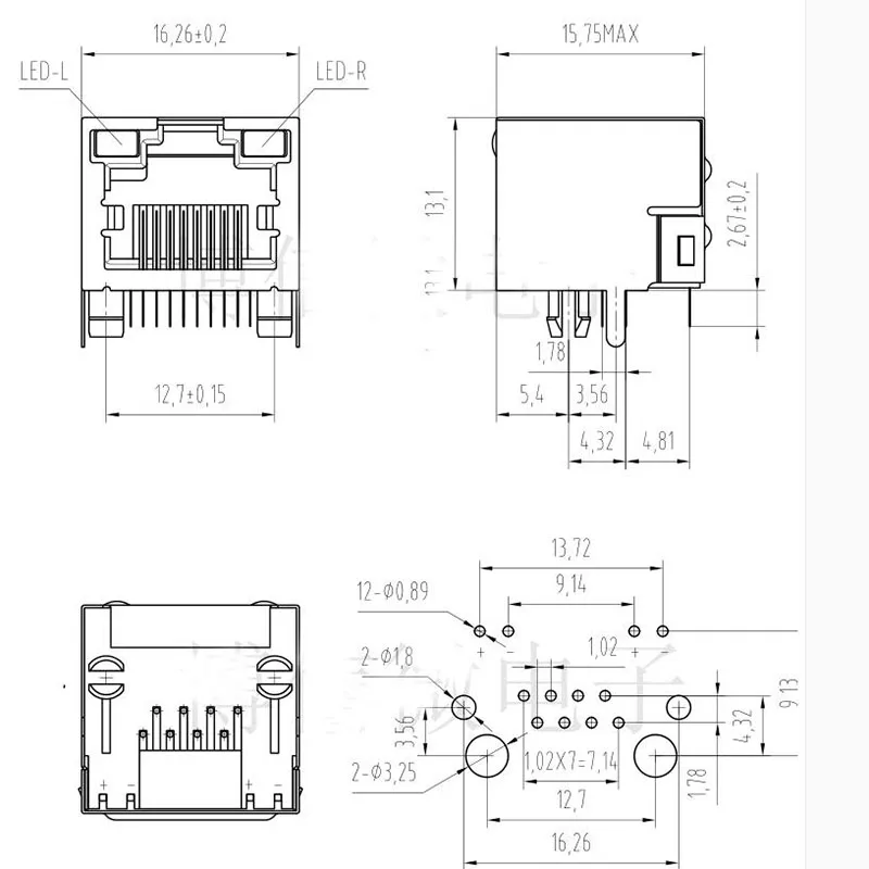 100 шт. сетевой разъем RJ45 56 8P8C со световым разъемом с экраном 8P8C разъем