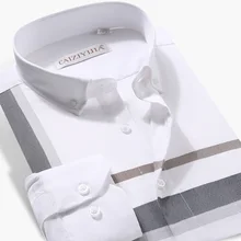 Роскошная модная мужская деловая рубашка с длинным рукавом высокого качества, Мягкие Рабочие топы на пуговицах, умная Повседневная рубашка в большую полоску