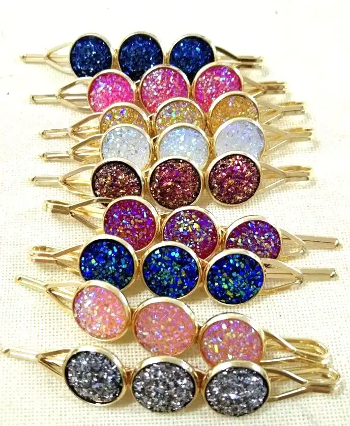 Новые женские милые шпильки для волос drusy с друзой заколки аксессуары