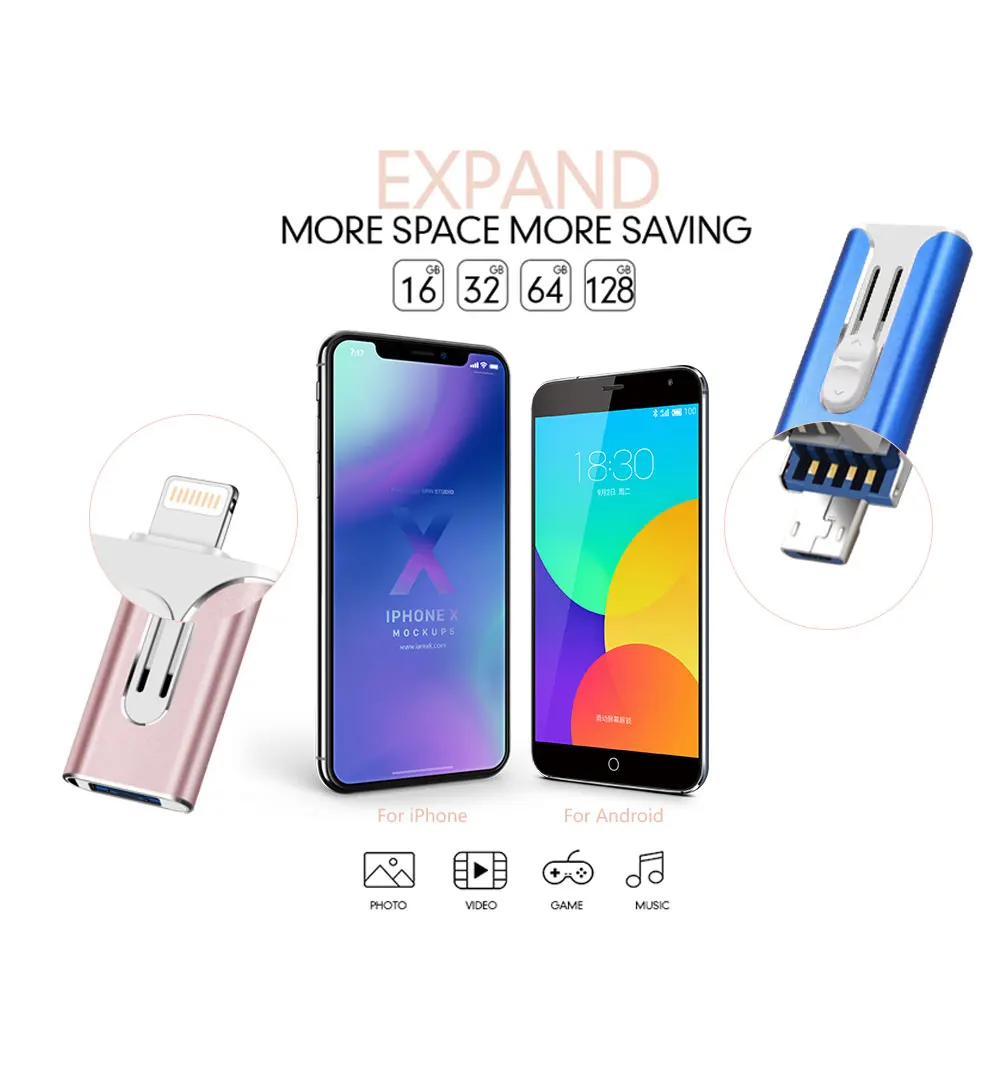 Новинка Otg USB флеш-накопитель для iPhone/Android телефон ручка-накопитель для iPhone 6 6P 6S 7 7P 7S 8 8P X XS XR Pendrive iOS 8,0 выше