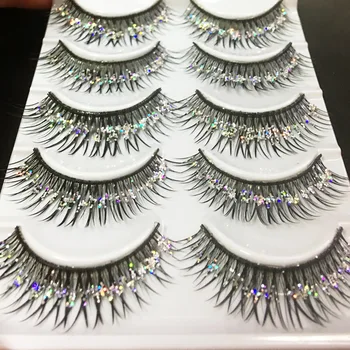 

5 Pairs False Eyelashes Eyelash Eyelash Handmade Stage-Pack Shimmering Natural Cross Densely Extension Tool