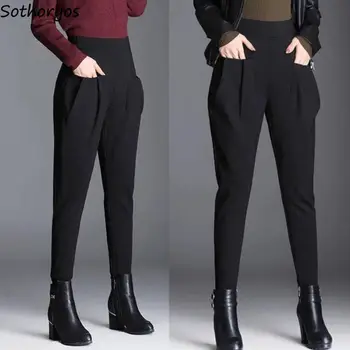 

Harem Pants Solid Elastic High Waist All-match Loose Large Size 5XL Chic Korean Style Daily Soft Ladies Big Pockets Fashion New