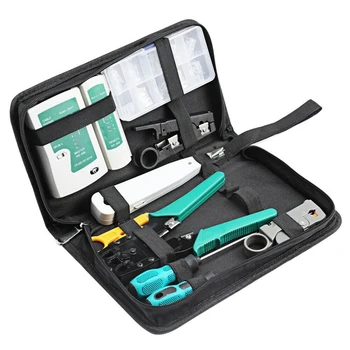 

12Pcs RJ45 Network Tools Cable Tester Crimping Cutter Punch Down RJ11 RJ45 RJ12 Computer LAN Crimper Tool Kit Cat5