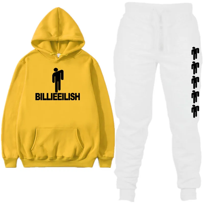 6yellow white Спортивный костюм Billie Eilish, модный бренд, с капюшоном, для мужчин и женщин, Повседневный, Осень-зима, теплые толстовки, мужская повседневная Уличная одежда - Цвет: 6yellow white